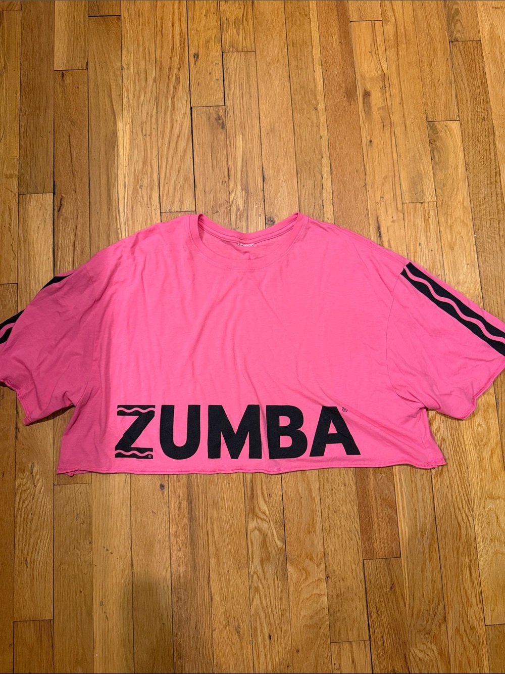 Zumba Fitness Pink Crayola Cropped Tee with Black Logo